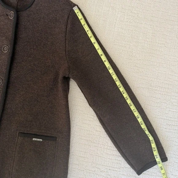 Geiger Brown 100% Wool Cardigan Coat Women's Size 44 US 12-14 Made in Austria